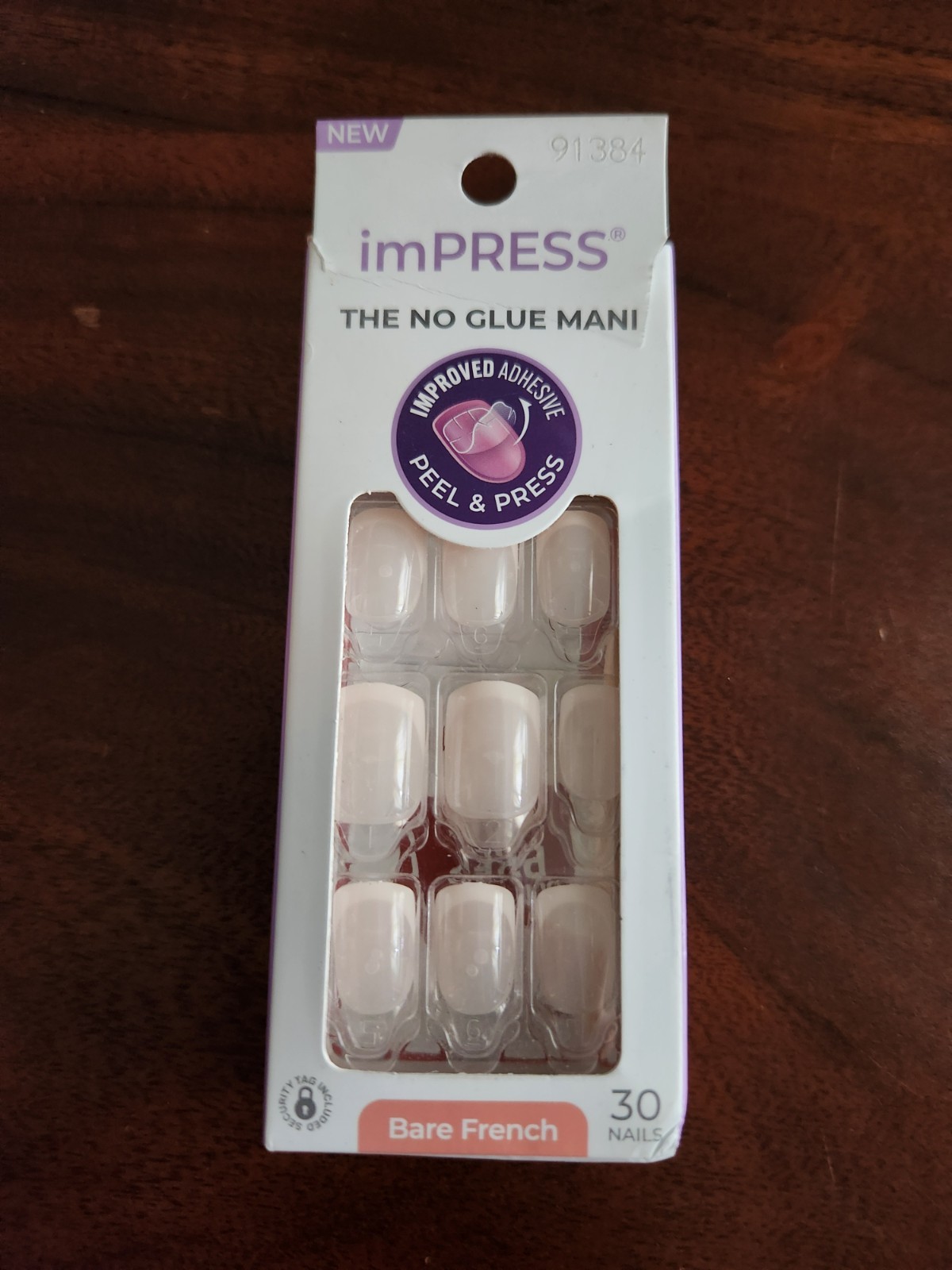 imPRESS Press-On Nails Bare French Heroic Short Squoval 30ct No Glue KISS