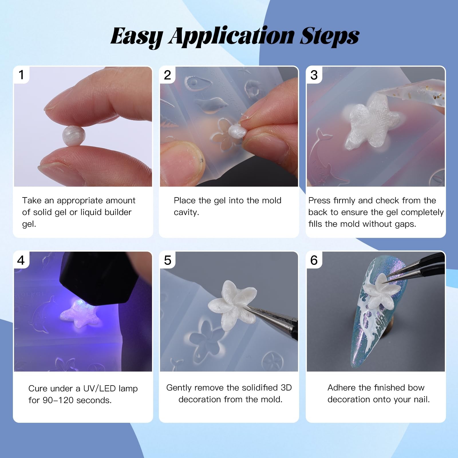 2 Pcs Flower Silicone Nail Art Molds, 3D Spring Summer Flowers Nail Charms Mo…