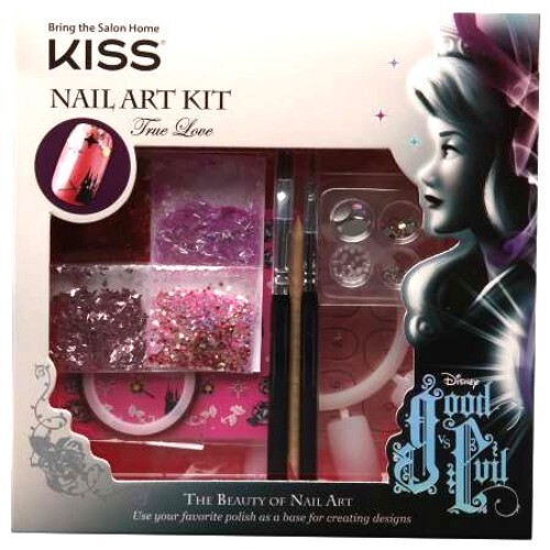 Disney Good Vs Evil TRUE LOVE Kiss Nail Art Kit Brushes Glitter Stickers Jewels