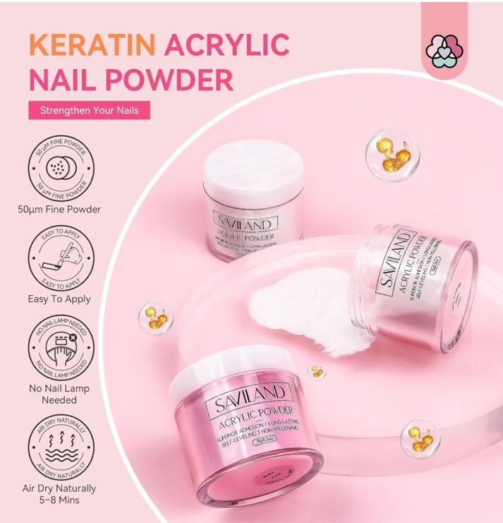 SAVILAND Acrylic Nail Kit Professional 100%Vegan, Cruelty Free. With Tips