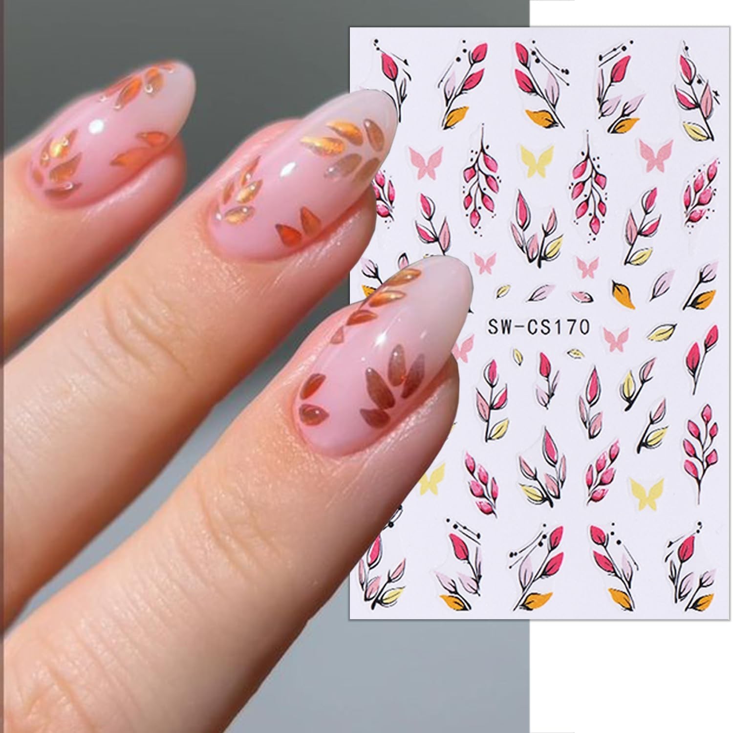 6 Sheets Fall Nail Stickers for Nail Art Black Flower Pine Nail Art Stickers …