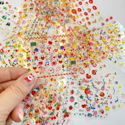 90 Sheets Nail Stickers for Valentine’s Day Nail Art Decals 3D Self Style-i