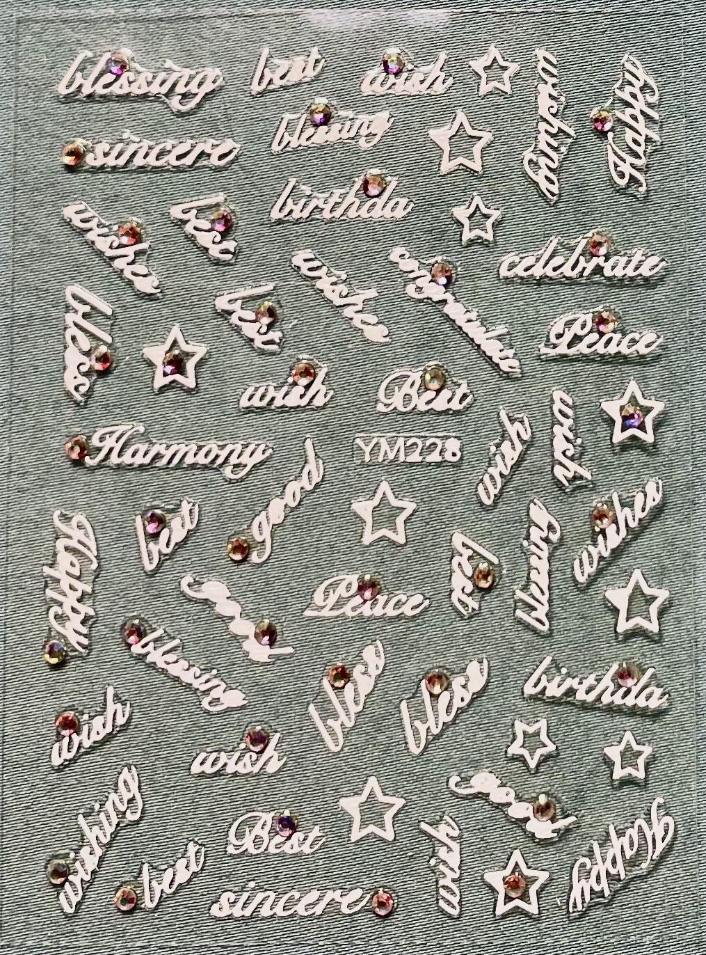 Nail Stickers Art Decal DIY Design 3D Waterproof Words Star Gems YM228