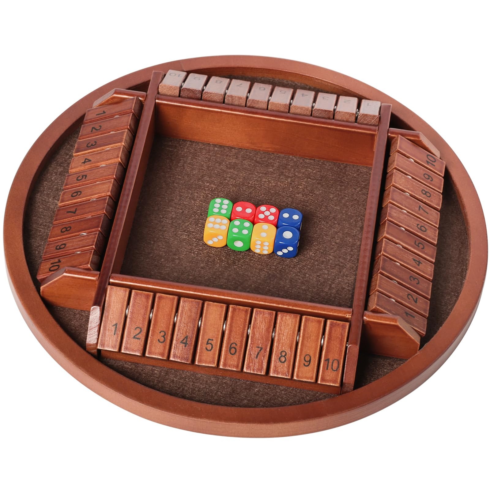 Shut The Box Dice Game,2-4 Player Family 11.2 inches x inches, Brown