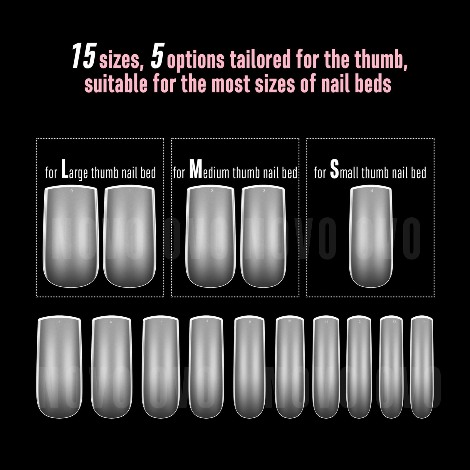 NOVO OVO Halloween Medium Slightly Curved Nail Tips M, Square