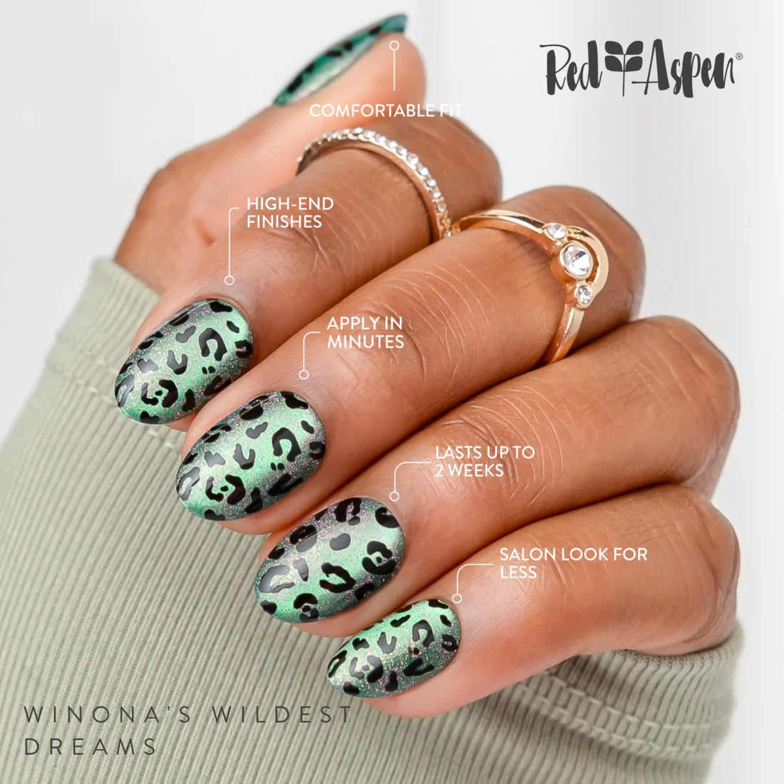 Red Aspen Press On Nails- Winona’s Wildest Dreams Short Almond Cat Eye
