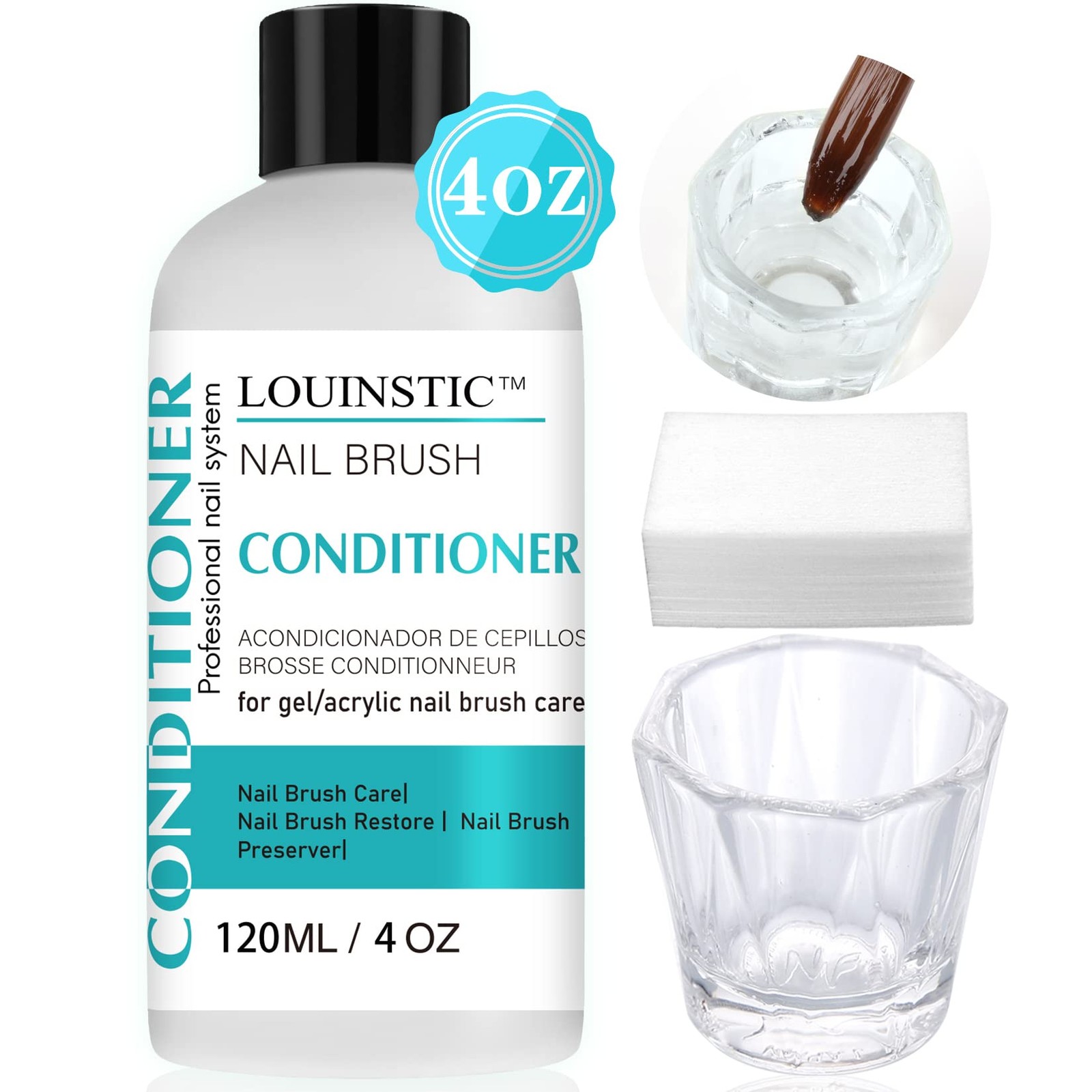 LOUINSTIC 120.00 ml (Pack of 1), Nail Brush Cleaner and Conditioner 4 oz