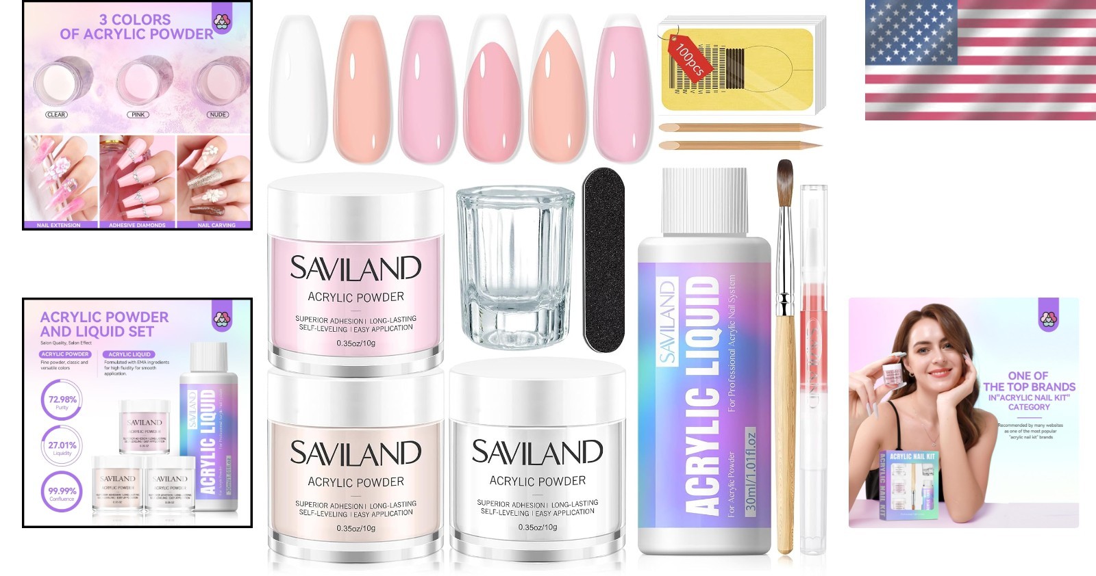 Complete Acrylic Nail Kit for Beginners: Clear, Nudes & Pink Powder Essentials
