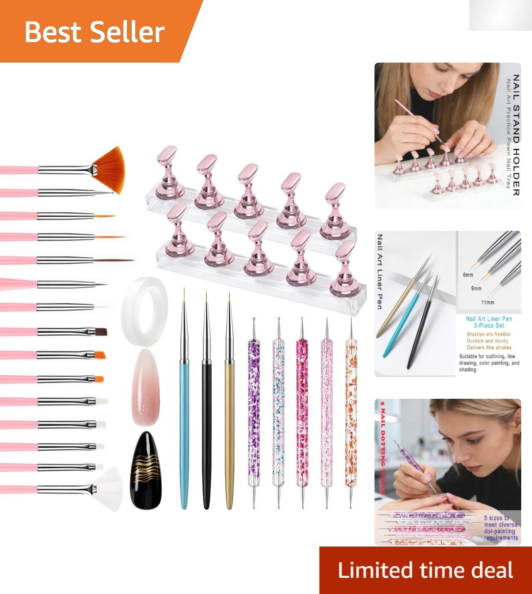 28-Piece Nail Art Tools Set with Magnetic Stand – Perfect for Artistry & Prec…