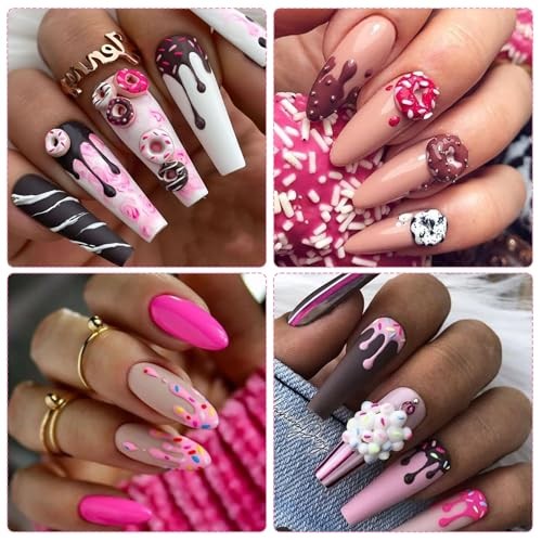 Embossed Dessert Nail Art Stickers – 5D Sweet Doughnut Chocolate Self-Adhesive