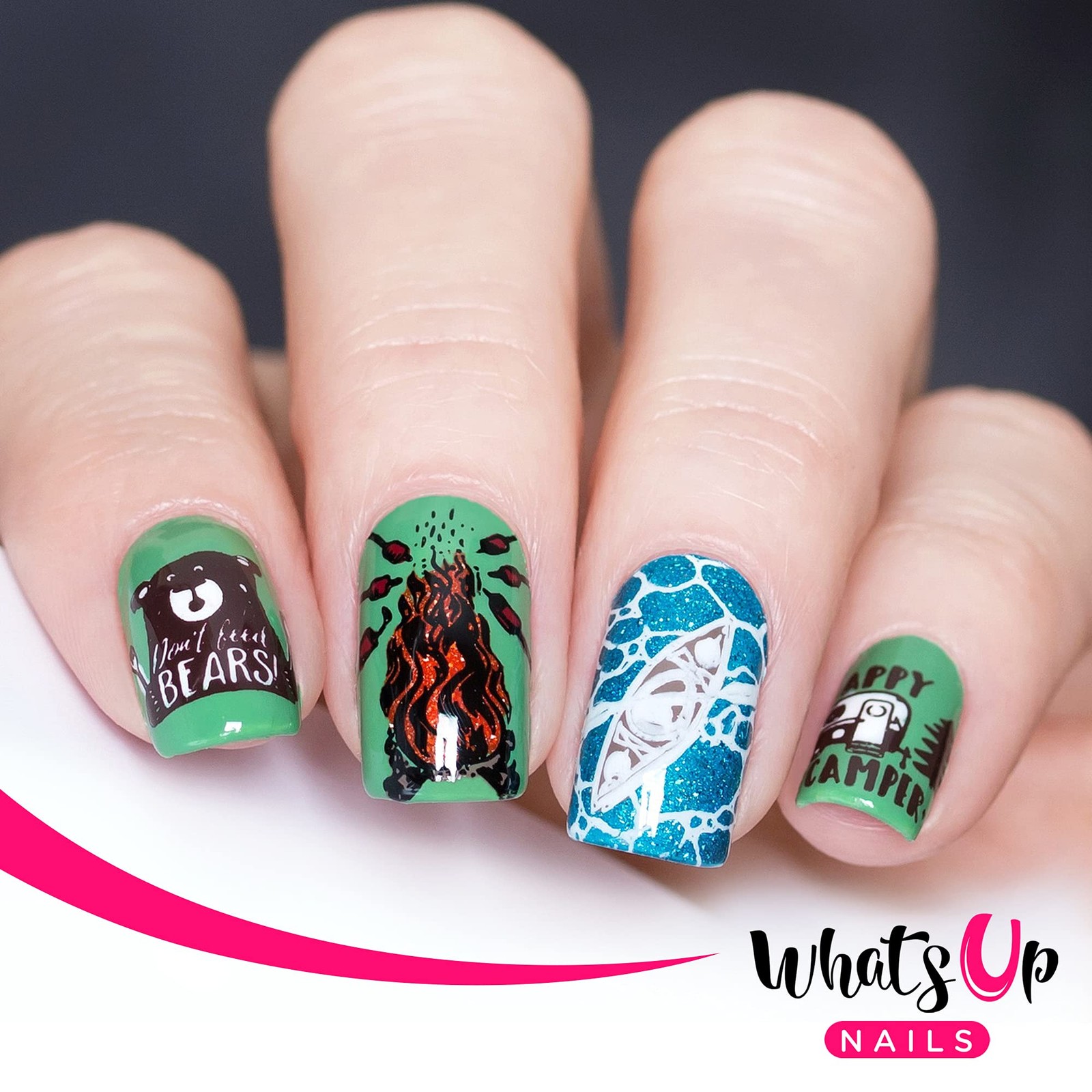 Whats Up Nails – B070 Campfire Stories Stamping Plate for Nail Art Design