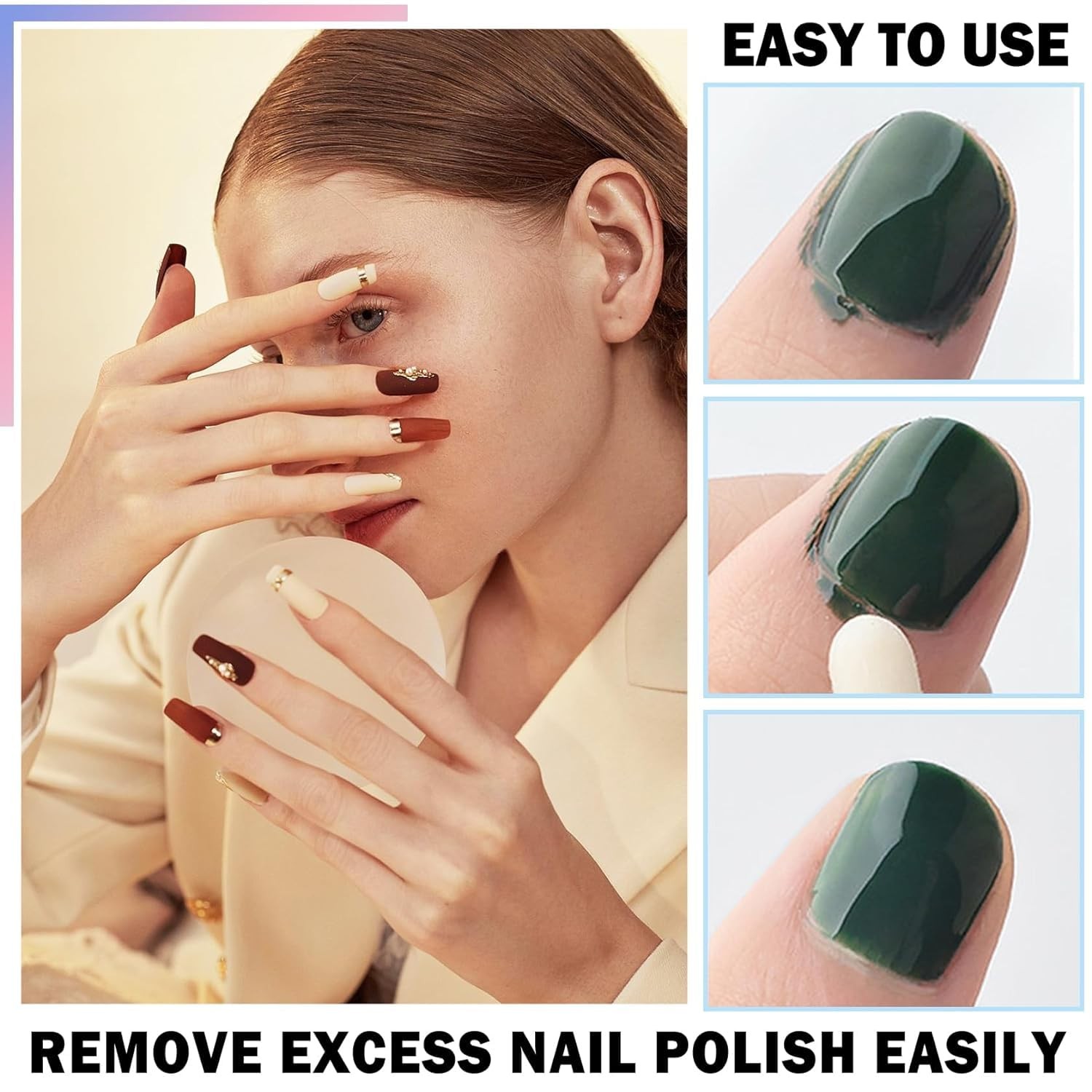 Nail Polish Corrector Pen, 4Pcs Remover Tool with 20pcs Tapered…