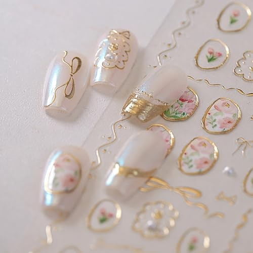 Spring Nail Stickers 5D Embossed Flower Nail Dedals for Designs-stickers11