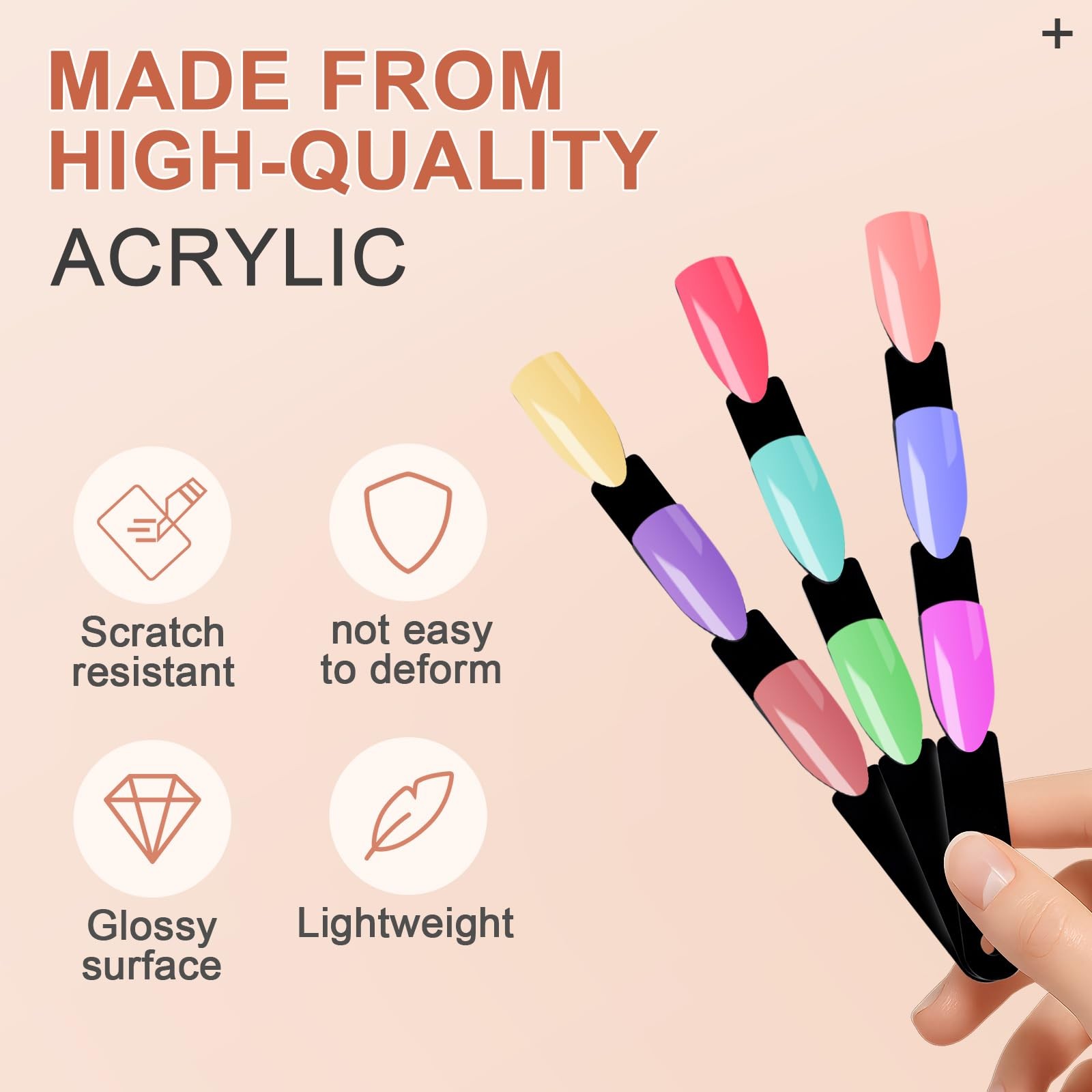 300 Tips Black Nail Swatch Sticks 3 in 1 Nail Display Sticks