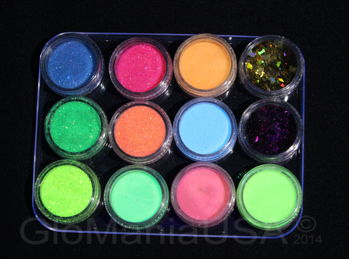 Glitter Neon Visible Glow in the Dark Powder Hearts Butterflies