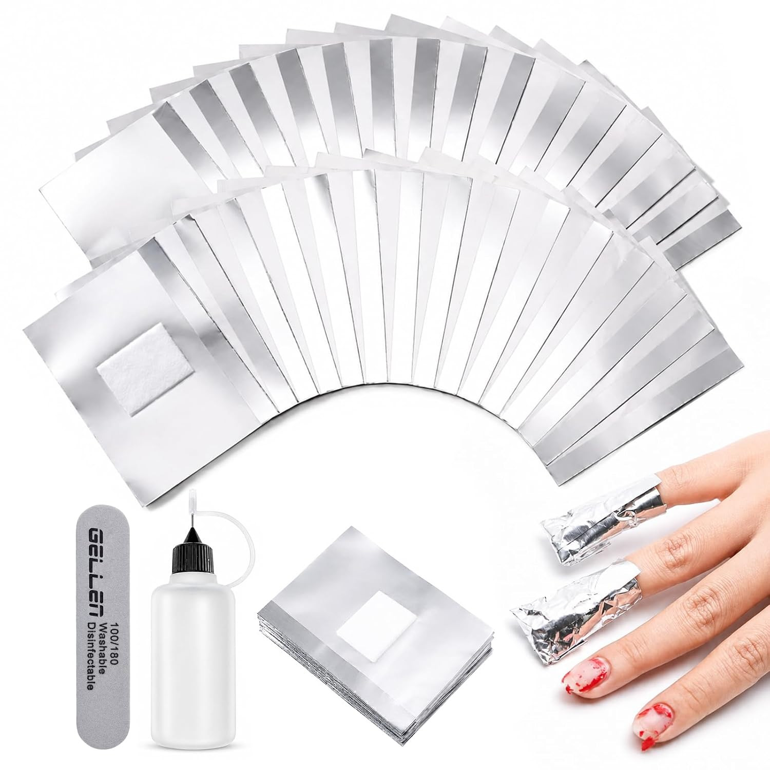 Nail Polish Remover Foil Wraps, 300PCS Aluminium Nail Foil with Tools, Soak off