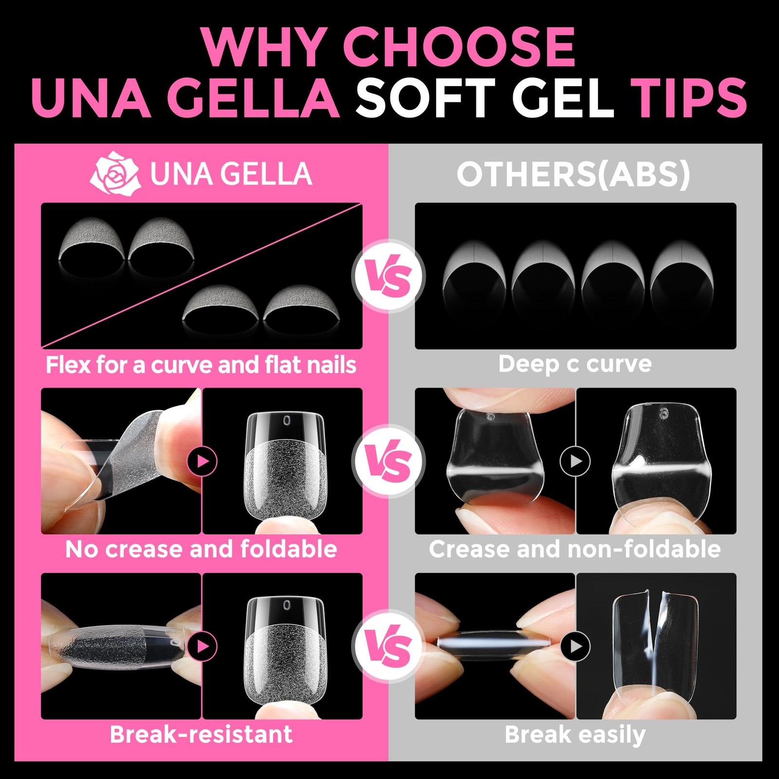 UNA GELLA Short Square Gel Nail Tips 216Pcs Short Square Press on Nails Pre-Shap