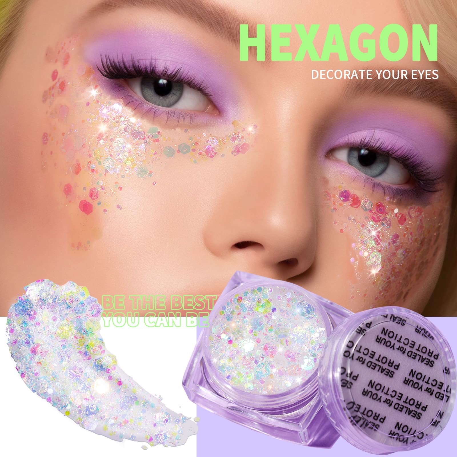 Face Glitter Body Glitter, Clear White Body Glitter Gel, Hair Glitter Gel, 6 …