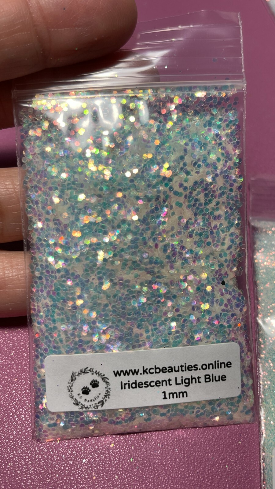 Iridescent White Glitter Hex Snow Light Blue pink blue sheen Nail Art US seller