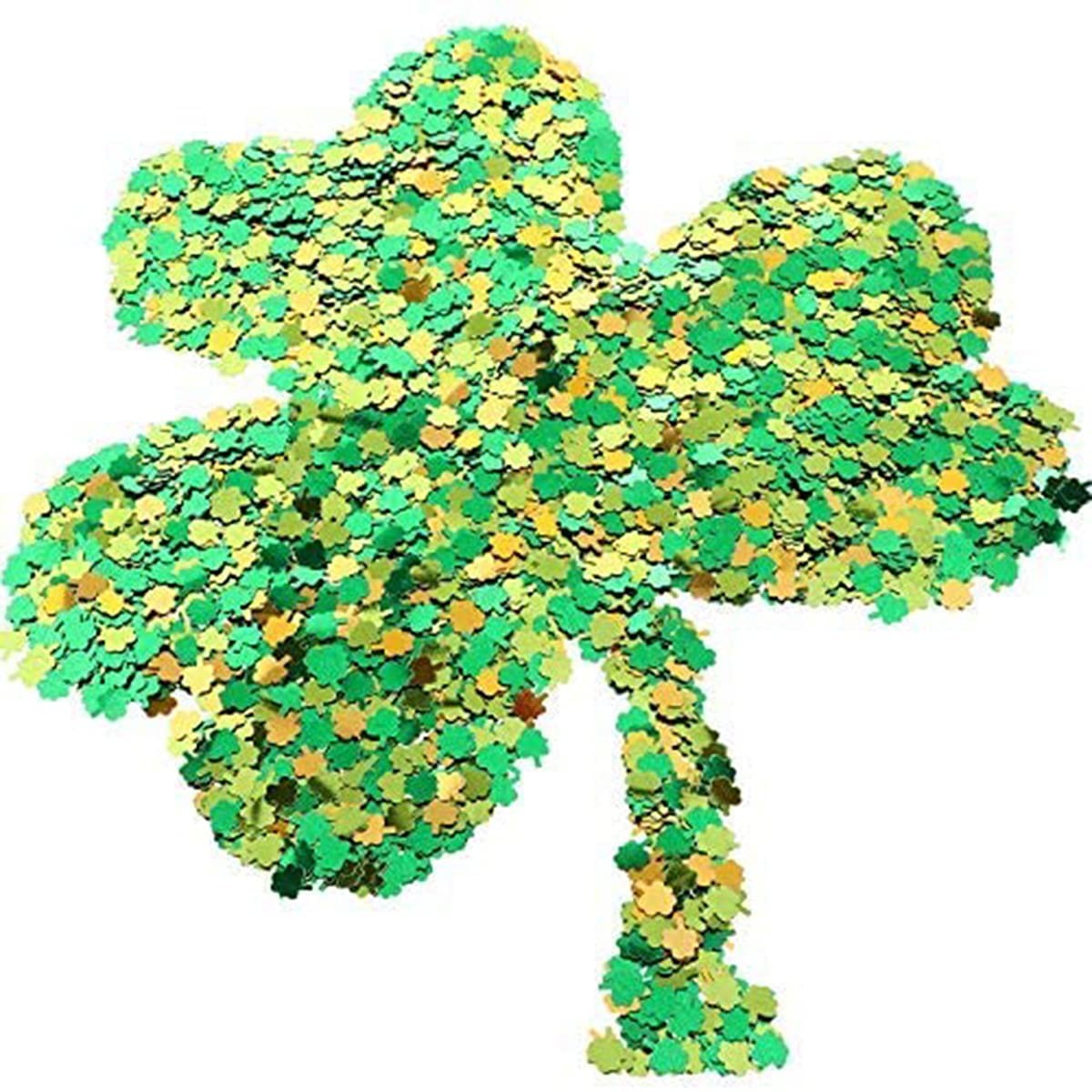 St. Patrick’s Day Nail Art Glitters Green Clover Flakes Nail Sequins 3D Shamr…