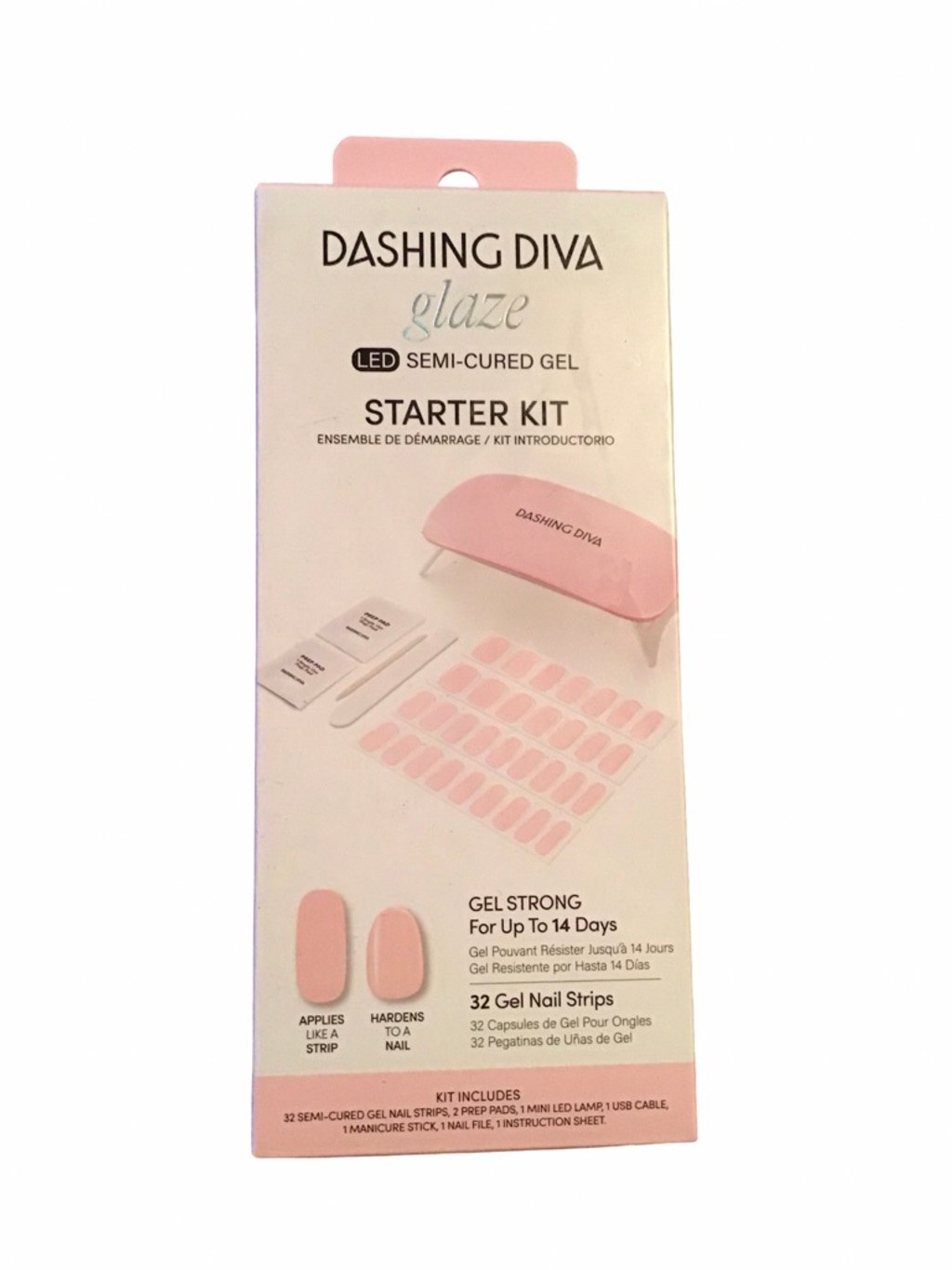 Women’s Dashing Diva Press-On Nails Starter Kit & Gloss Strips Pink Light Blue O