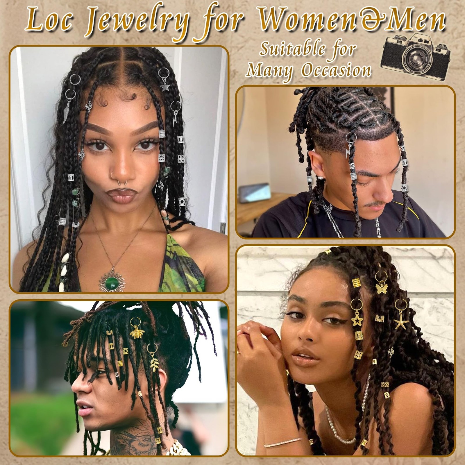 292PCS Hair Jewelry for Braids Gold Silver Loc Charms Dreadlock Braids Clips …