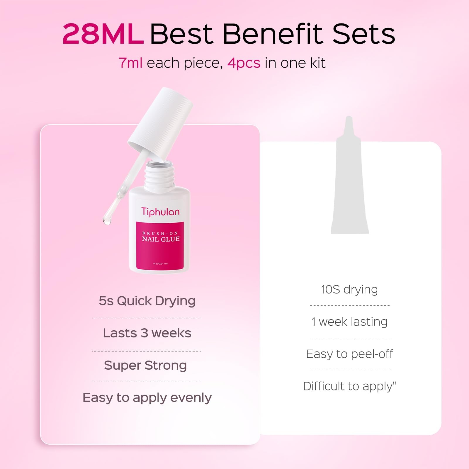 TIPHULAN Super Strong Nail Glue for Press Ons & 0.98 Fl Oz (Pack of 4), Clear