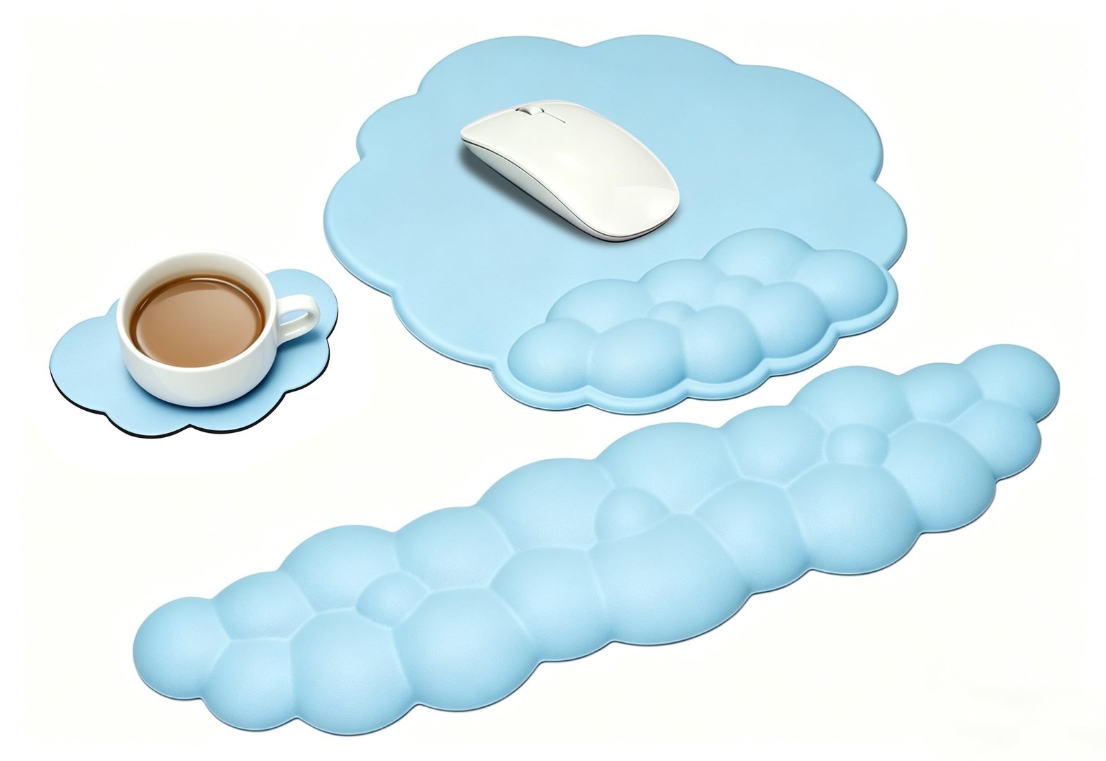 JIKIOU Cloud Mouse Pad Wrist Support, Upgrade Enlarge Leather Mouse Pads Keyb…