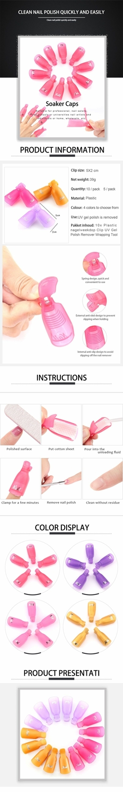 Plastic Finger Nail Art Soak Off Cap Clip UV Gel Polish Remover For Manicure NEW