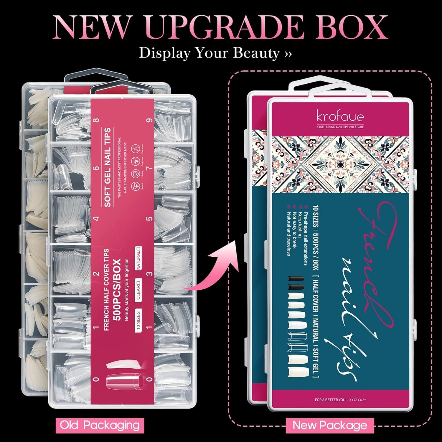 Kit De Uñas Acrilicas 1000 Pcs, 10 Tamaños Para Arte de uñasSalones Y Hogar DIY
