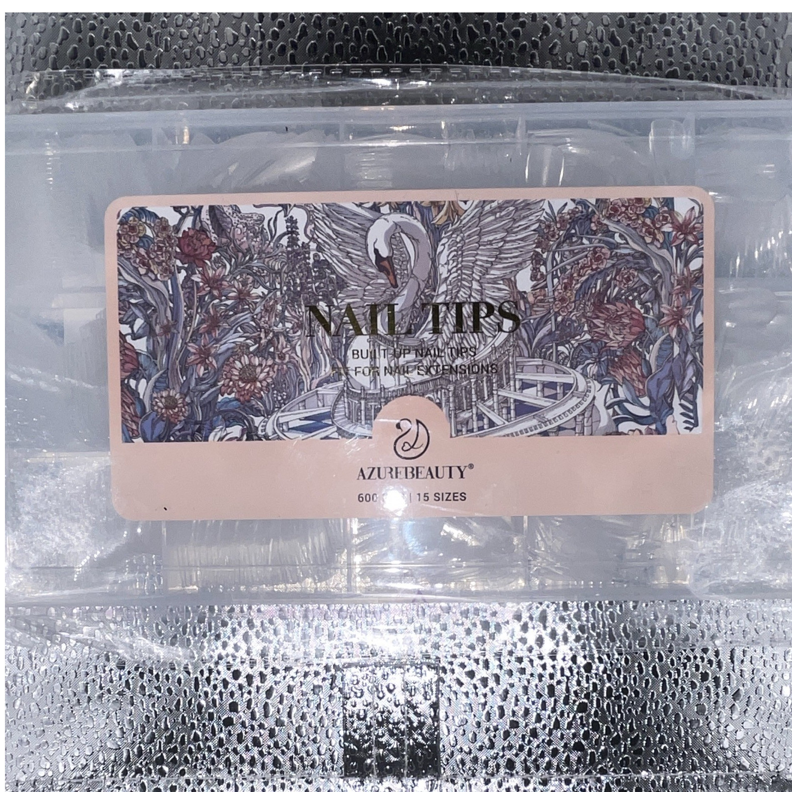 AZUREBEAUTY Full Cover Nail Tips Short Coffin Clear Acrylic Resin w/ Box
