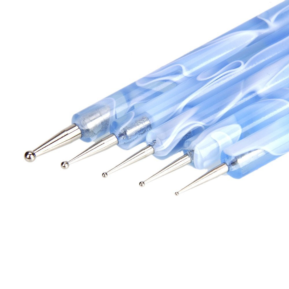 NEW UV GEL & Acrylic Nail Art Tips Design Dotting Painting Pen Polish Brush Set