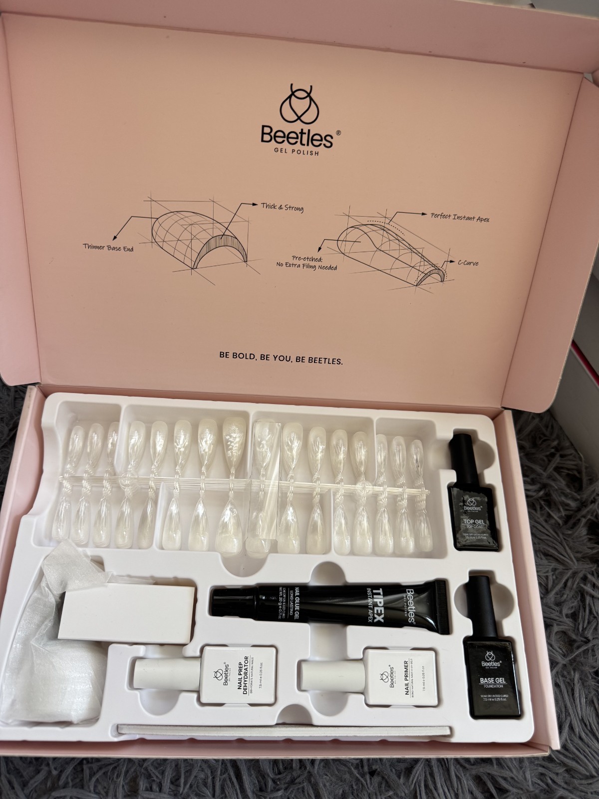 Beetles TIPEX Instant Apex Nail Tips Kit Square Medium Clear Matte 224PCS