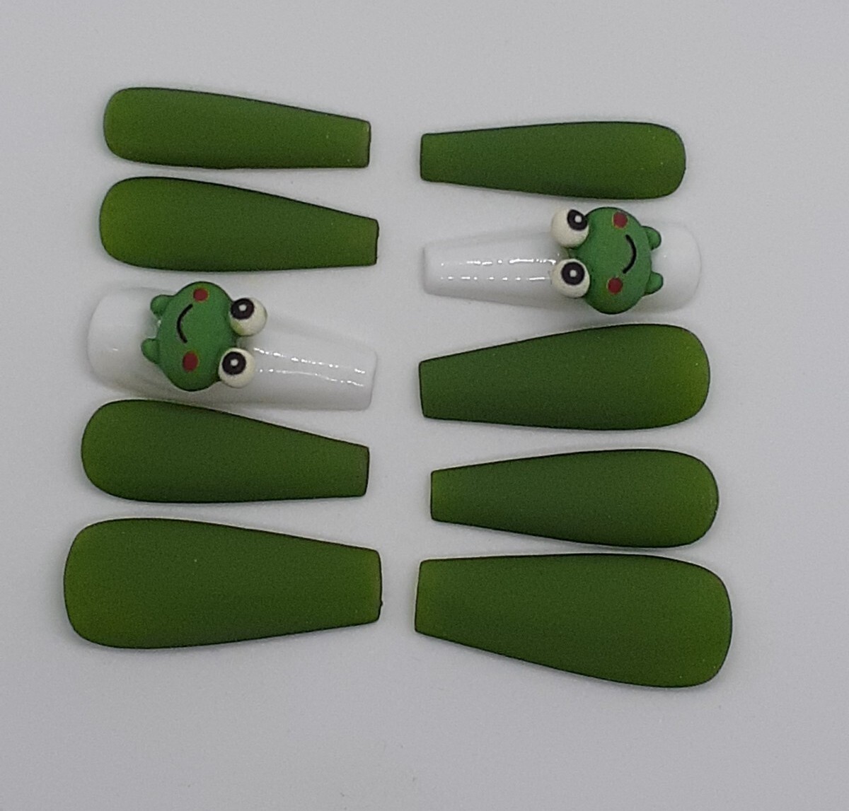 Kawaii Cute Cartoon Nails Green Frog Animal Nails Animal Wedding Nails-sale
