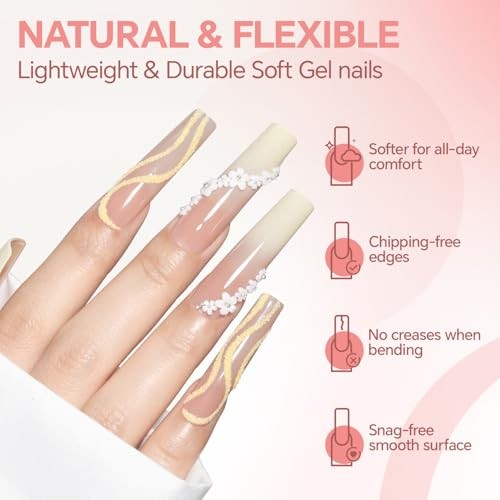 XXL No C Curve Square Flat Nail Tips, 240pcs XXL Square Nail Tips Full Cover