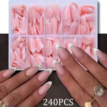 1BOX Candy Color French Short Square False Nails Pink/Green/Purple Full Cover Ma