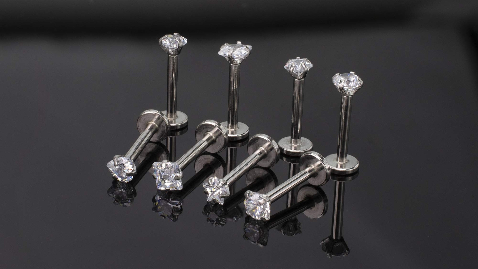 16G Love/Star/Square/Round Shape Clear CZ Labret Monroe Lip Ring Tragus Nail …