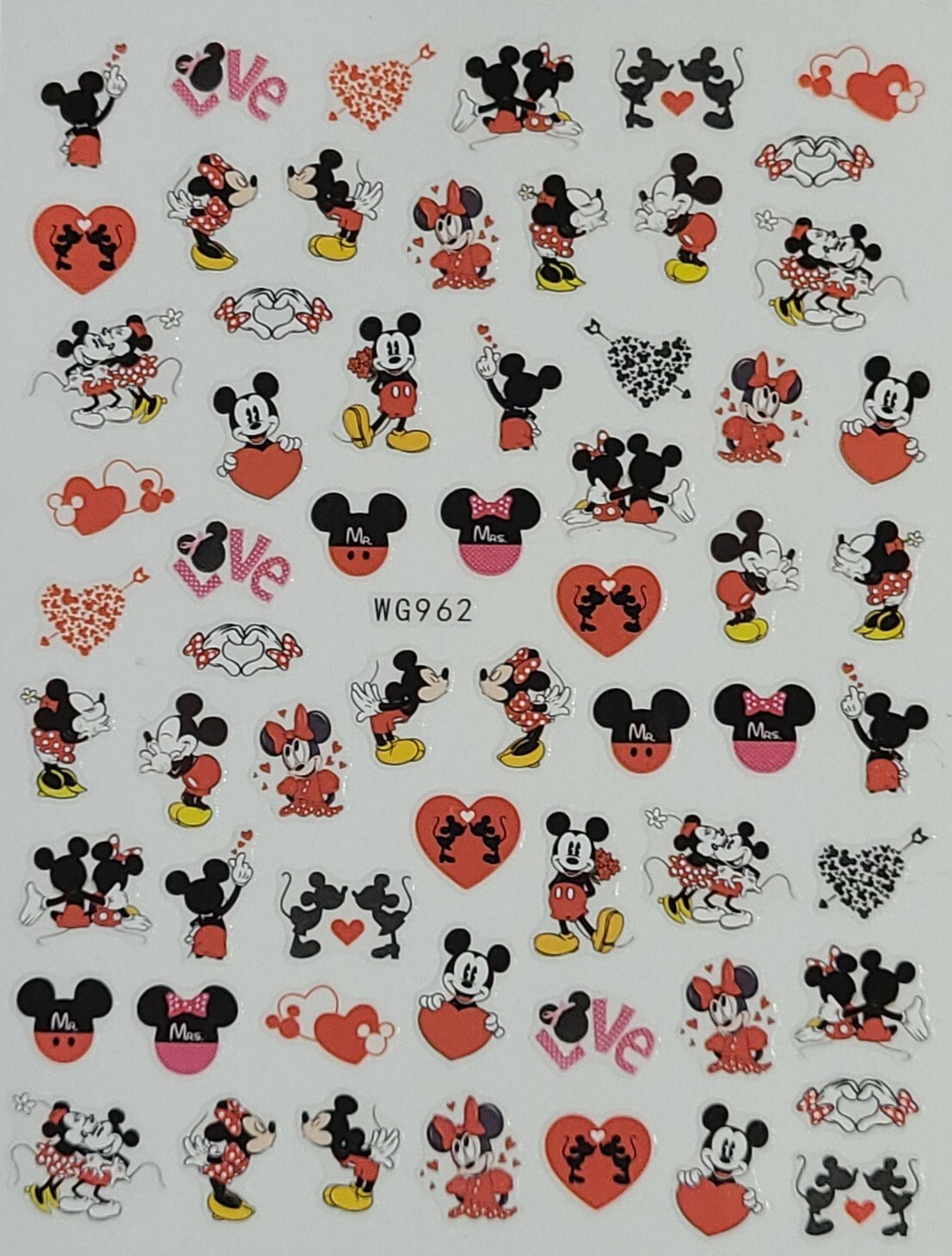 Mickey Mouse Disney Hearts Nail Art Stickers