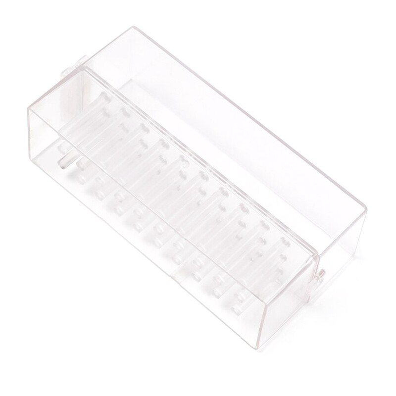 Clear 30/48 Holes Nail Drill Bits Holder Manicure Equipment Organizers Box