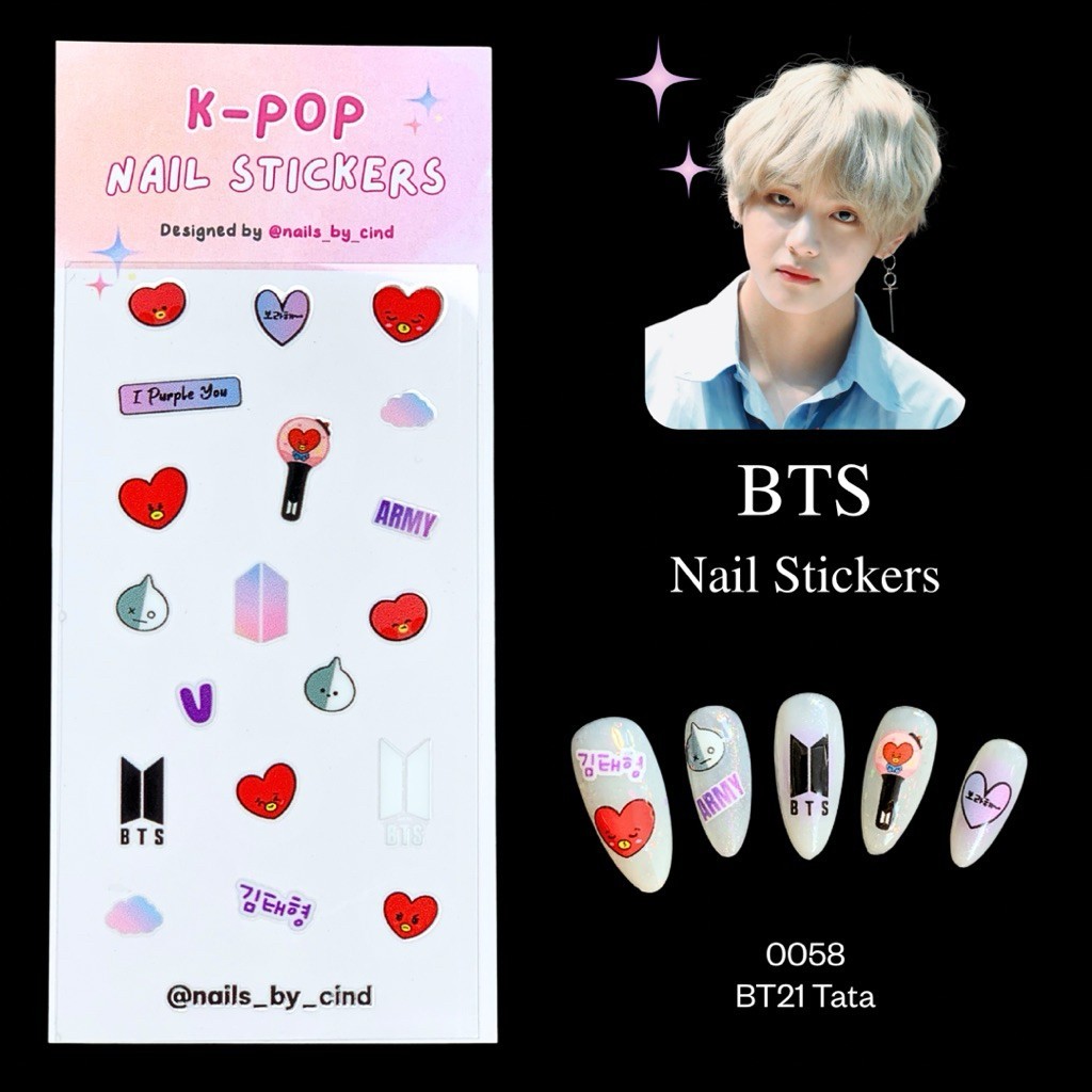 BANGTAN SOYEON DAN BTS ARMY PURPLE KPOP NAIL STICKER FAN MADE KOREA JUNGKOOK Z10