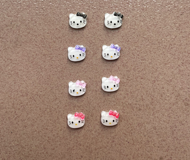 Resin Bunny Puppy Bow Hello Kitty Flatback Nail Art 2Pcs Manicure Decors NS31