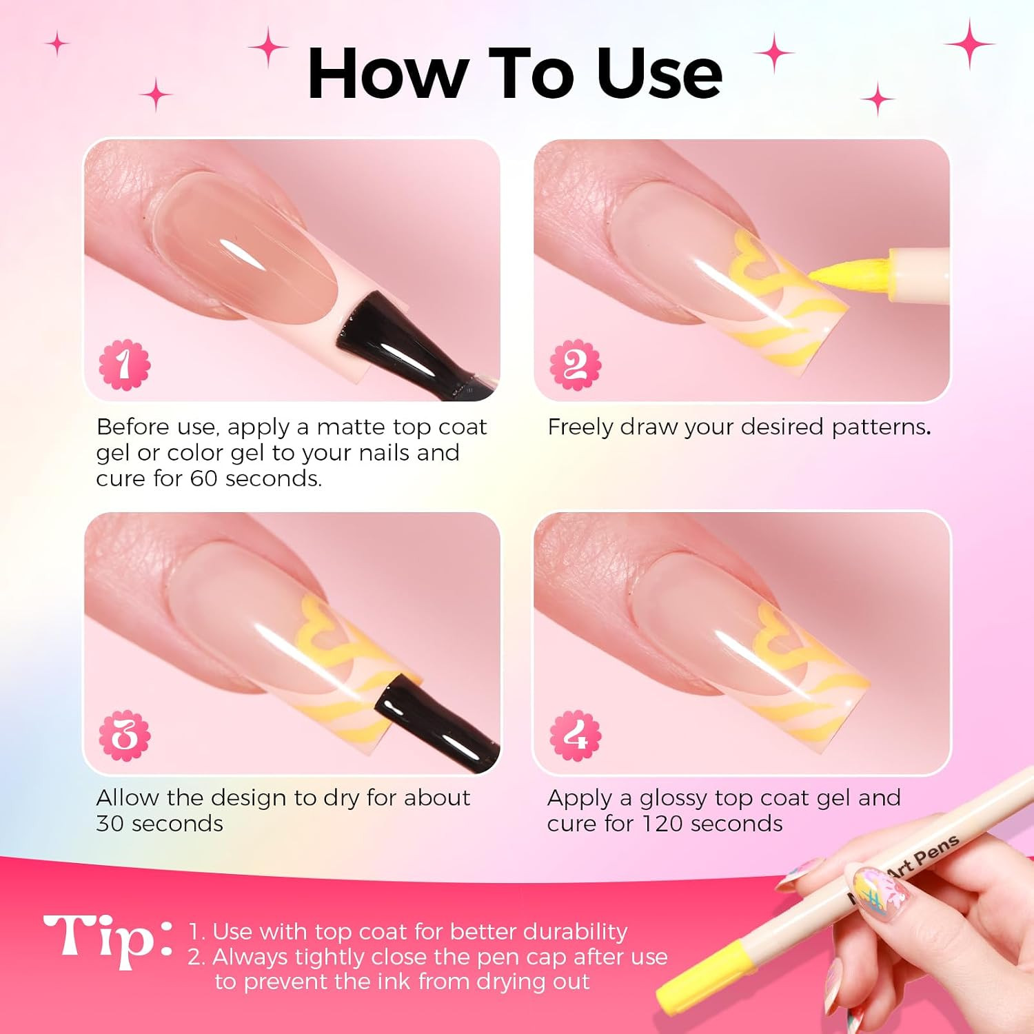 Nail Art Pens,12 Colors 0.7Mm 3D Nail Polish Pens for Women | Quick-Dryings, Nai