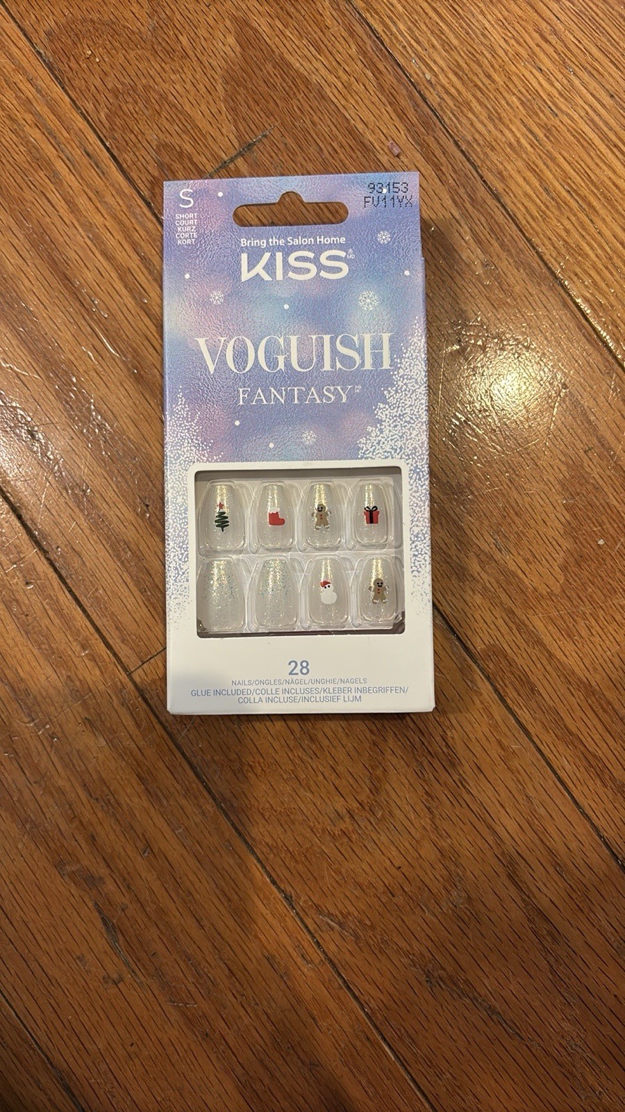 KISS Voguish Fantasy, Press on Nails, Fancy Elves, White, Short Coffin, 28 Count