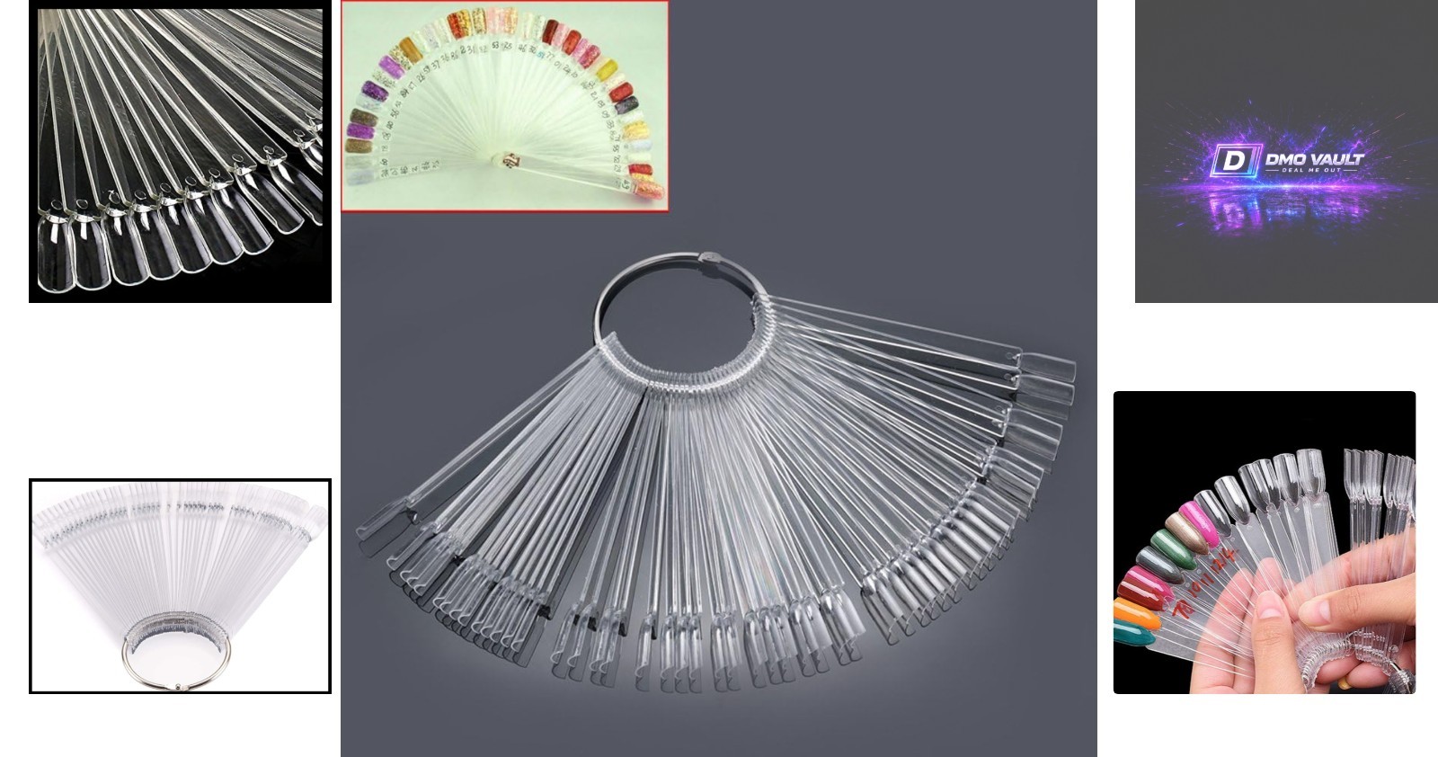 Professional 50-Pack Nail Art Sticks – Clear Fan Display for Practicing Designs