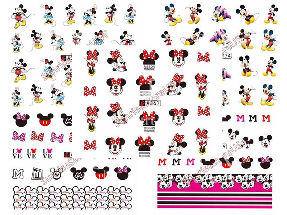 Nail Art Water Transfer Sticker Disney Mickey Minnie Mouse Cartoon Decal Manicur