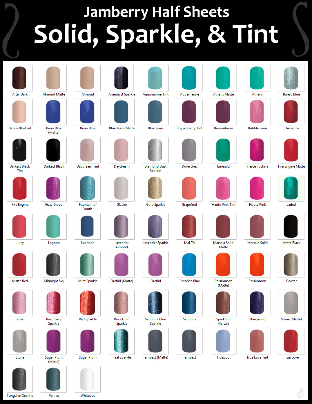 Jamberry Nail Wraps SOLIDS SPARKLES & TINTS ~ HALF SHEETS ~ New Colors Added!!