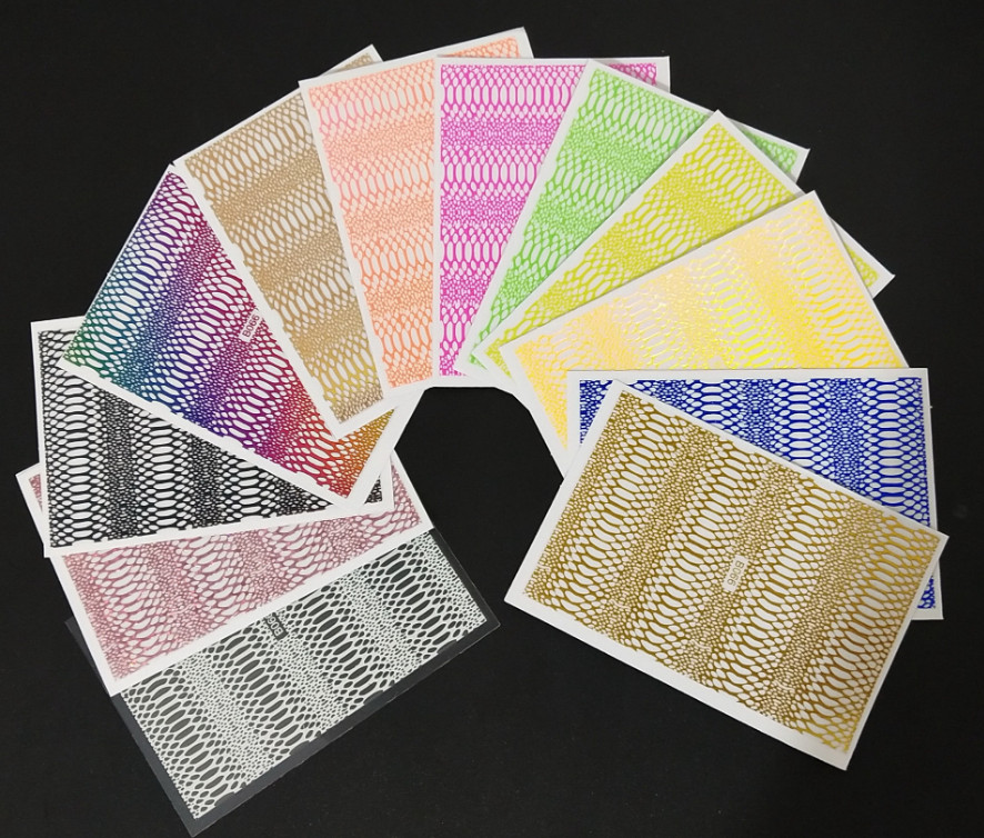 12Pcs/Bag Nail Art Popular Snake Pattern Hollow Nail Stickers Set Nails Art NS32