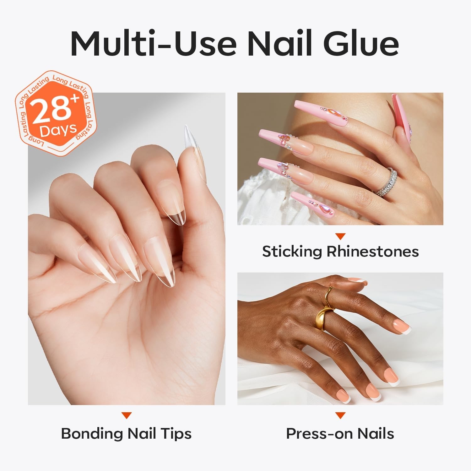modelones 15g Nail Glue for Press Ons with Remover Set Quick Drying No UV Light