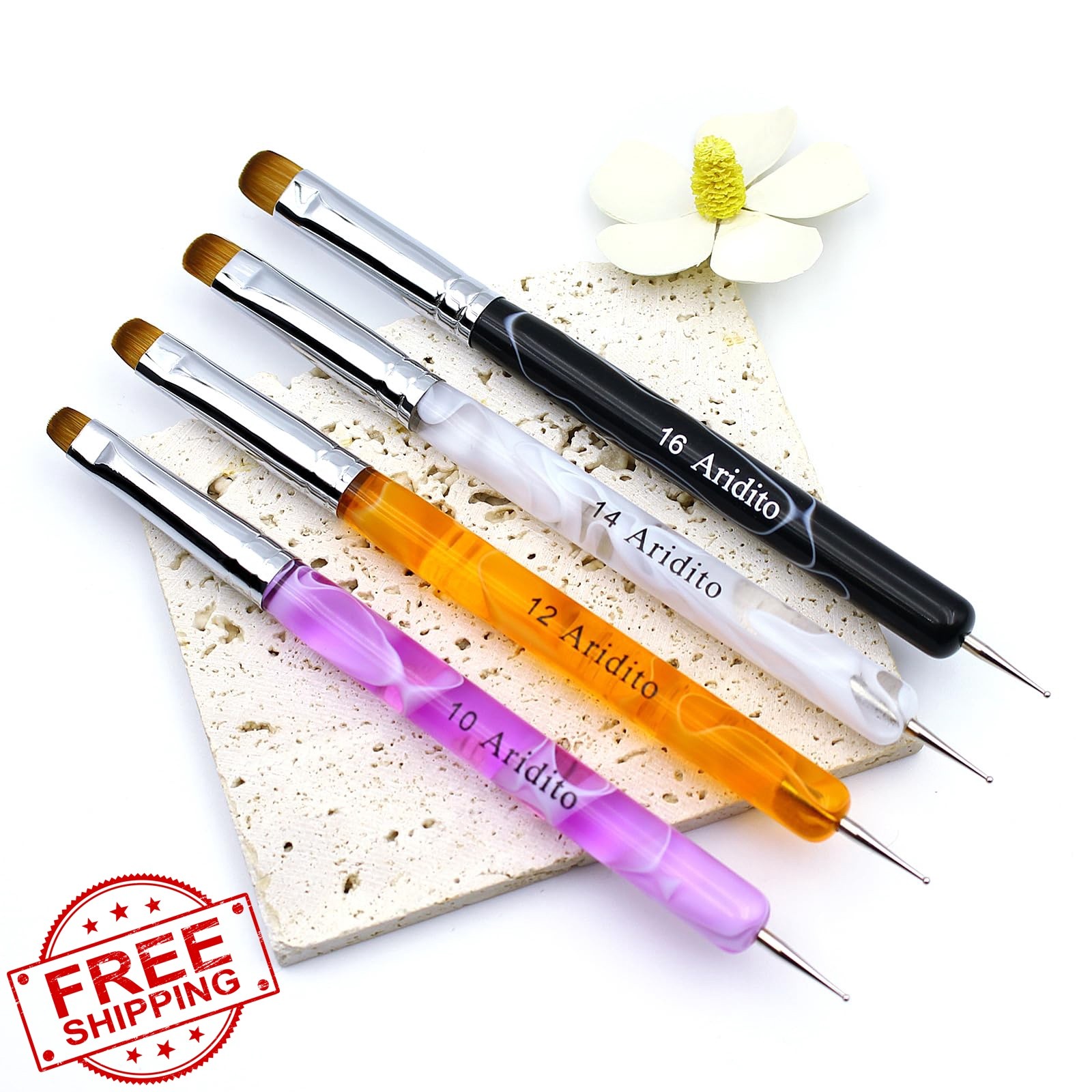 Aridito 4pc Nail Art Brush Dotting Tool Colorful
