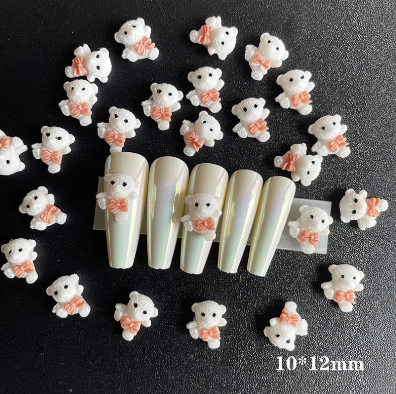 2Pc 3D Cartoon Puppy Bunny Cat Tiger Bear Nail Art Sticker Charm Decoration NS31